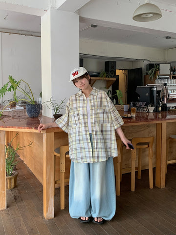 Huchi Summer Washing Denim Balloon Wide Pants